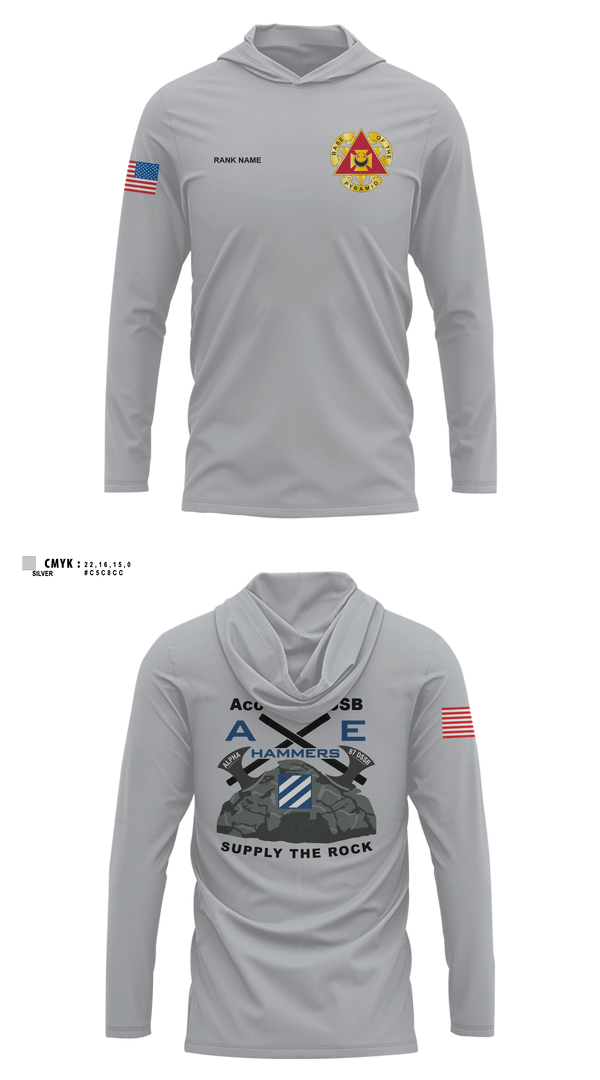 Long Sleeve hooded sunshirt, Aco 87th DSSB, Army, Teamtime, Team time, sublimation, custom sports apparel, team uniforms, spirit wear, spiritwear, sports uniforms, custom shirts, team store, custom team store, fundraiser sports, apparel fundraiser