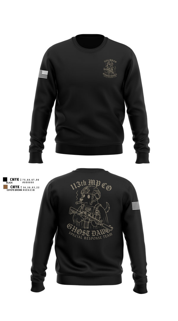 Crew Neck Sweatshirt, 113th MP CO, Army, Teamtime, Team time, sublimation, custom sports apparel, team uniforms, spirit wear, spiritwear, sports uniforms, custom shirts, team store, custom team store, fundraiser sports, apparel fundraiser
