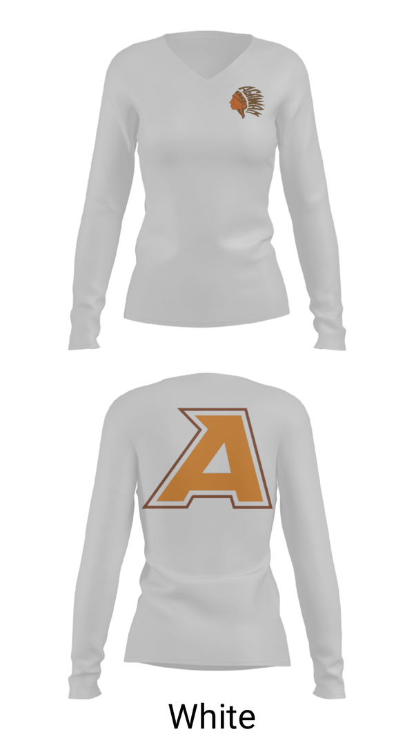 Women's Long Sleeve Vneck Shirt, Agawam Junior High School, Spirit Store, Teamtime, Team time, sublimation, custom sports apparel, team uniforms, spirit wear, spiritwear, sports uniforms, custom shirts, team store, custom team store, fundraiser sports, apparel fundraiser