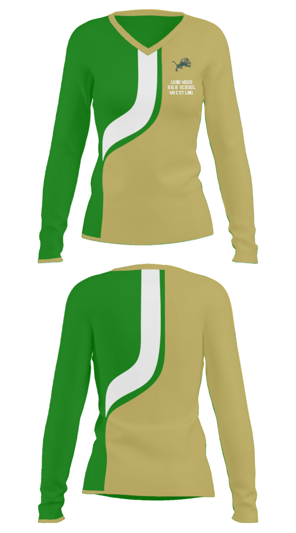 Women's Long Sleeve Vneck Shirt, Longwood High School Wrestling, Wrestling, Teamtime, Team time, sublimation, custom sports apparel, team uniforms, spirit wear, spiritwear, sports uniforms, custom shirts, team store, custom team store, fundraiser sports, apparel fundraiser