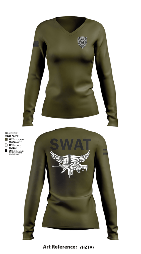 Womens Long Sleeve Vneck Shirt, ALAMO AREA METRO SWAT TEAM, Police, Teamtime, Team time, sublimation, custom sports apparel, team uniforms, spirit wear, spiritwear, sports uniforms, custom shirts, team store, custom team store, fundraiser sports, apparel fundraiser