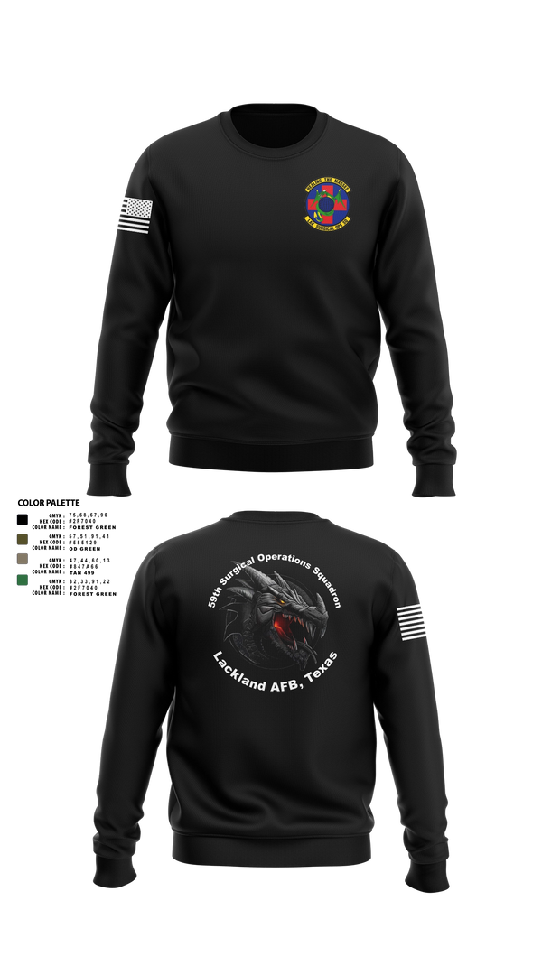 Crew Neck Sweatshirt, 59th Surgical Operations Squadron, Air Force, Teamtime, Team time, sublimation, custom sports apparel, team uniforms, spirit wear, spiritwear, sports uniforms, custom shirts, team store, custom team store, fundraiser sports, apparel fundraiser