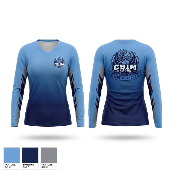 Womens Long Sleeve Vneck Shirt, Dragons, Baseball, Teamtime, Team time, sublimation, custom sports apparel, team uniforms, spirit wear, spiritwear, sports uniforms, custom shirts, team store, custom team store, fundraiser sports, apparel fundraiser