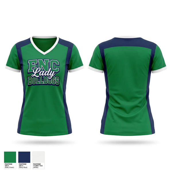 Womens Short Sleeve Vneck Shirt, ENC Lady Bulldogs, Softball, Teamtime, Team time, sublimation, custom sports apparel, team uniforms, spirit wear, spiritwear, sports uniforms, custom shirts, team store, custom team store, fundraiser sports, apparel fundraiser