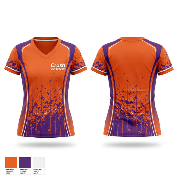 Womens Short Sleeve Vneck Shirt, Crush baseball, Baseball, Teamtime, Team time, sublimation, custom sports apparel, team uniforms, spirit wear, spiritwear, sports uniforms, custom shirts, team store, custom team store, fundraiser sports, apparel fundraiser