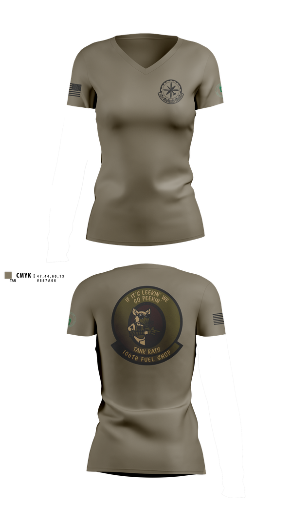 Womens Short Sleeve Vneck Shirt, 106 Fuels Shop, National Guard, Teamtime, Team time, sublimation, custom sports apparel, team uniforms, spirit wear, spiritwear, sports uniforms, custom shirts, team store, custom team store, fundraiser sports, apparel fundraiser
