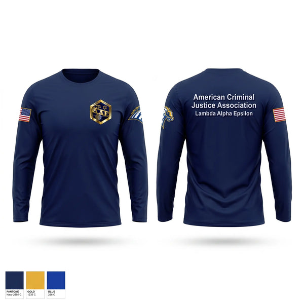 Long Sleeve Performance Shirt, American Criminal Justice Association, Police, Teamtime, Team time, sublimation, custom sports apparel, team uniforms, spirit wear, spiritwear, sports uniforms, custom shirts, team store, custom team store, fundraiser sports, apparel fundraiser