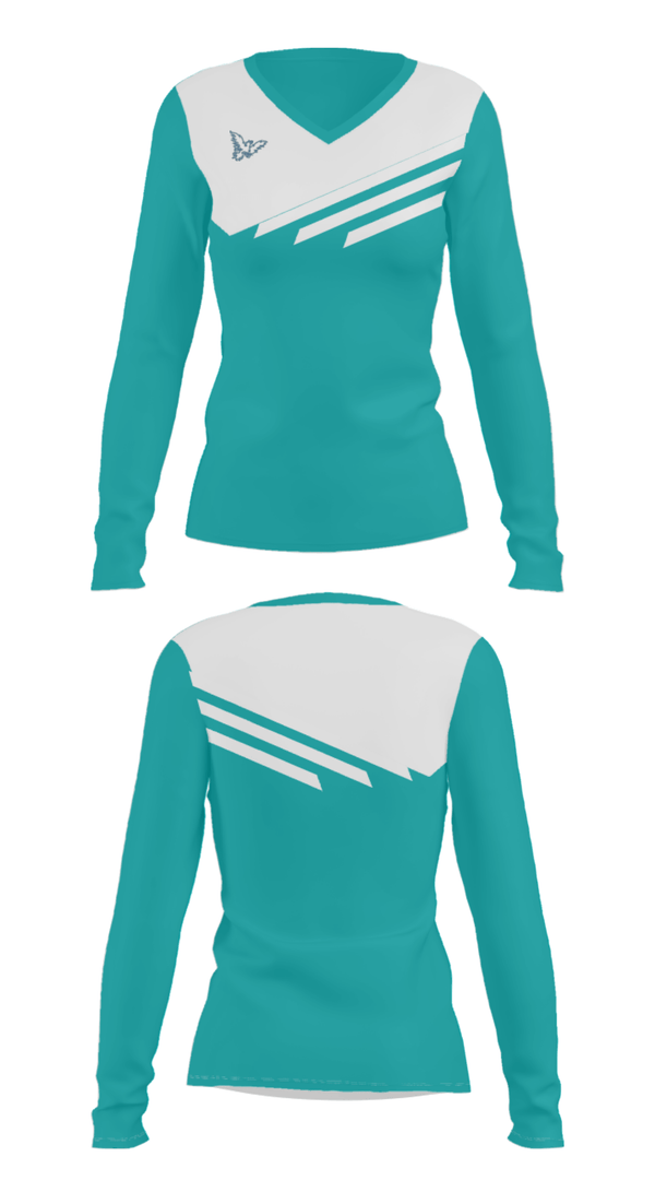 Women's Long Sleeve Vneck Shirt, Justice High Charter School, Spirit Store, Teamtime, Team time, sublimation, custom sports apparel, team uniforms, spirit wear, spiritwear, sports uniforms, custom shirts, team store, custom team store, fundraiser sports, apparel fundraiser