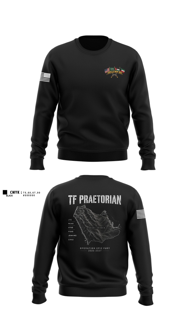 Crew Neck Sweatshirt, 192nd MP BN, Army, Teamtime, Team time, sublimation, custom sports apparel, team uniforms, spirit wear, spiritwear, sports uniforms, custom shirts, team store, custom team store, fundraiser sports, apparel fundraiser