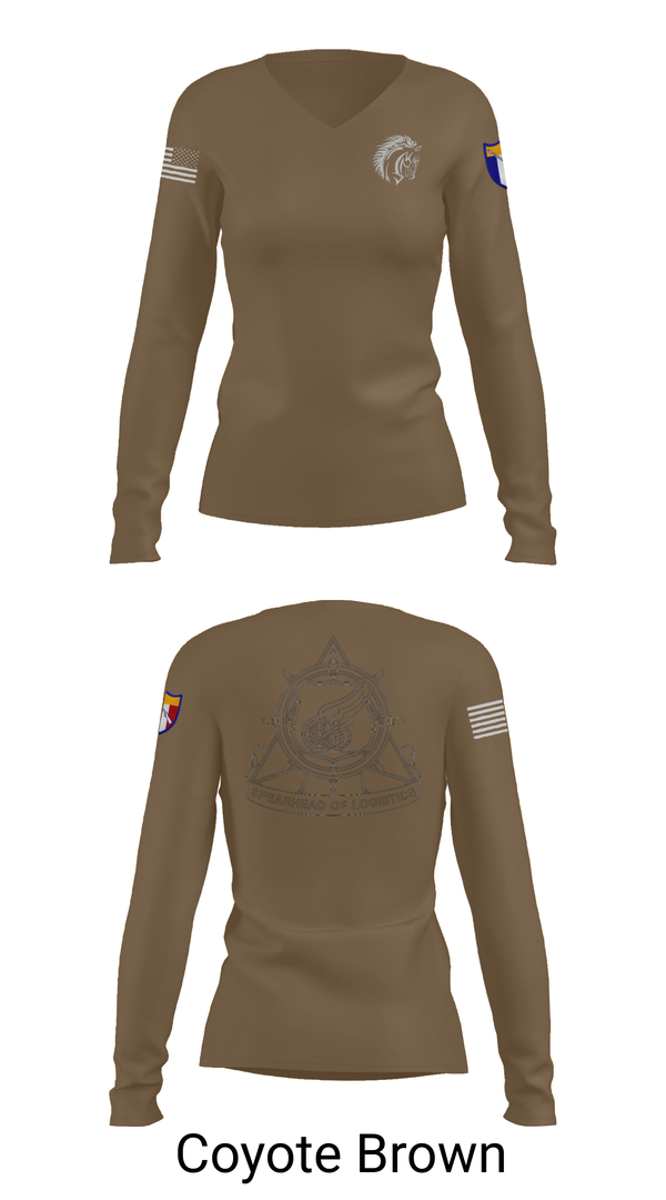Womens Long Sleeve Vneck Shirt, 2112th Transportation Company, , Teamtime, Team time, sublimation, custom sports apparel, team uniforms, spirit wear, spiritwear, sports uniforms, custom shirts, team store, custom team store, fundraiser sports, apparel fundraiser