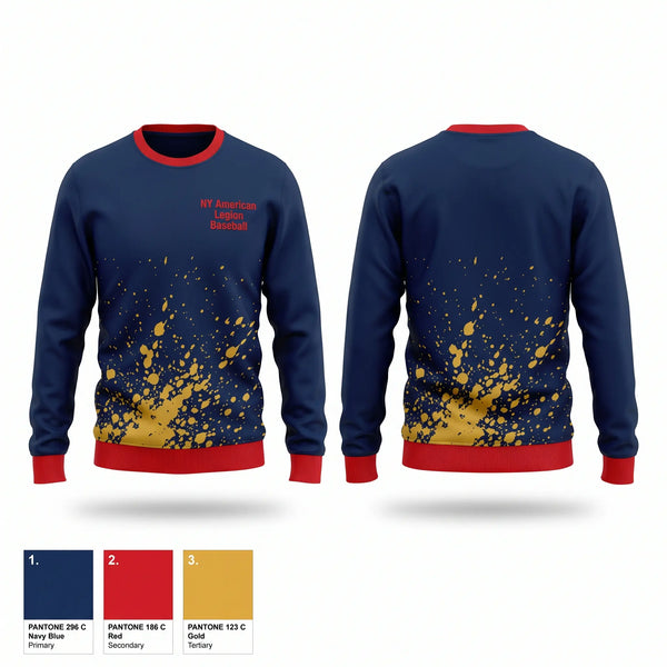 Crew Neck Sweatshirt, NY American Legion Baseball, Baseball, Teamtime, Team time, sublimation, custom sports apparel, team uniforms, spirit wear, spiritwear, sports uniforms, custom shirts, team store, custom team store, fundraiser sports, apparel fundraiser