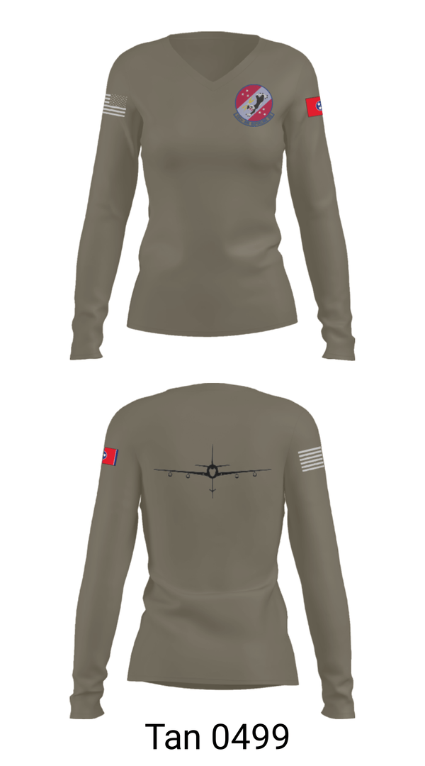 Women's Long Sleeve Vneck Shirt, 151st Air Refueling Squadron, Air Force, Teamtime, Team time, sublimation, custom sports apparel, team uniforms, spirit wear, spiritwear, sports uniforms, custom shirts, team store, custom team store, fundraiser sports, apparel fundraiser
