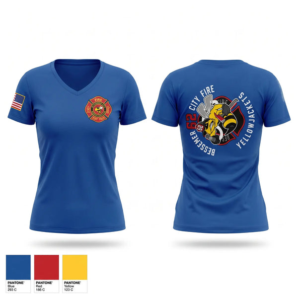 Womens Short Sleeve Vneck Shirt, BCFD, Fire Department, Teamtime, Team time, sublimation, custom sports apparel, team uniforms, spirit wear, spiritwear, sports uniforms, custom shirts, team store, custom team store, fundraiser sports, apparel fundraiser