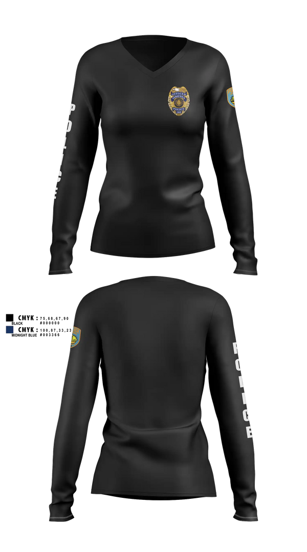 Womens Long Sleeve Vneck Shirt, team name, Police, Teamtime, Team time, sublimation, custom sports apparel, team uniforms, spirit wear, spiritwear, sports uniforms, custom shirts, team store, custom team store, fundraiser sports, apparel fundraiser