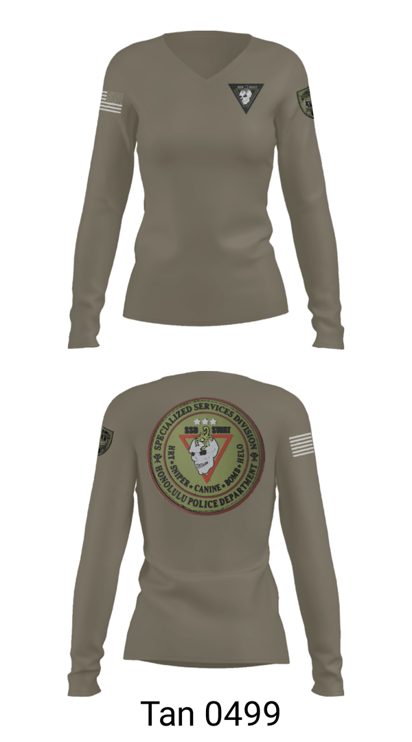 Women's Long Sleeve Vneck Shirt, SSD, Police, Teamtime, Team time, sublimation, custom sports apparel, team uniforms, spirit wear, spiritwear, sports uniforms, custom shirts, team store, custom team store, fundraiser sports, apparel fundraiser