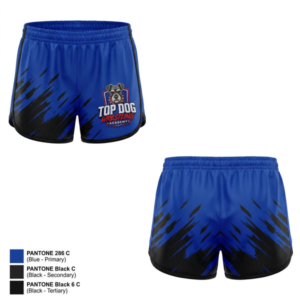 Womens Shorts, Top Dog Wrestling Academy, Wrestling, Teamtime, Team time, sublimation, custom sports apparel, team uniforms, spirit wear, spiritwear, sports uniforms, custom shirts, team store, custom team store, fundraiser sports, apparel fundraiser