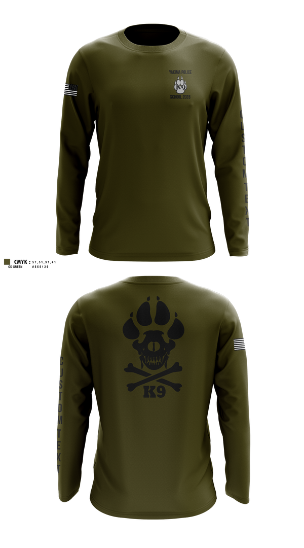 Long Sleeve Performance Shirt, Yakima Police Department K9 School, Police, Teamtime, Team time, sublimation, custom sports apparel, team uniforms, spirit wear, spiritwear, sports uniforms, custom shirts, team store, custom team store, fundraiser sports, apparel fundraiser