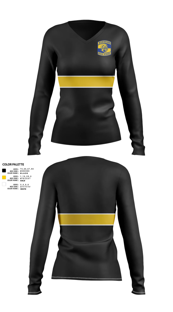 Womens Long Sleeve Vneck Shirt, The Black Knights, , Teamtime, Team time, sublimation, custom sports apparel, team uniforms, spirit wear, spiritwear, sports uniforms, custom shirts, team store, custom team store, fundraiser sports, apparel fundraiser