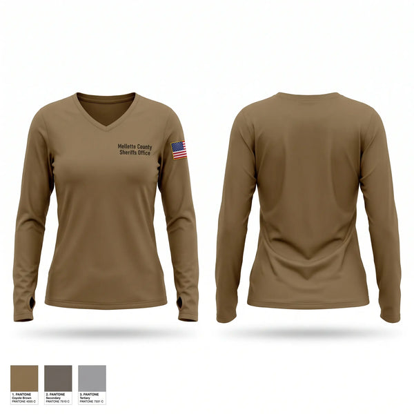 Womens Long Sleeve Vneck Shirt, Mellette County Sheriff’s Office, Police, Teamtime, Team time, sublimation, custom sports apparel, team uniforms, spirit wear, spiritwear, sports uniforms, custom shirts, team store, custom team store, fundraiser sports, apparel fundraiser