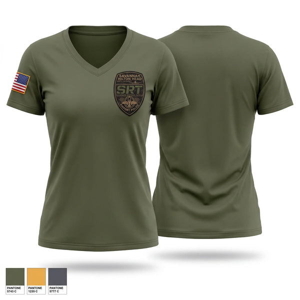 Womens Short Sleeve Vneck Shirt, Savannah/HHI Airport Police, Police, Teamtime, Team time, sublimation, custom sports apparel, team uniforms, spirit wear, spiritwear, sports uniforms, custom shirts, team store, custom team store, fundraiser sports, apparel fundraiser