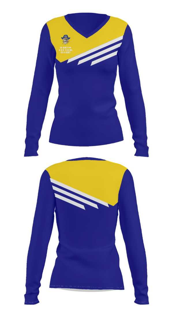 Women's Long Sleeve Vneck Shirt, Crookston High School Ice Hockey, Ice Hockey, Teamtime, Team time, sublimation, custom sports apparel, team uniforms, spirit wear, spiritwear, sports uniforms, custom shirts, team store, custom team store, fundraiser sports, apparel fundraiser