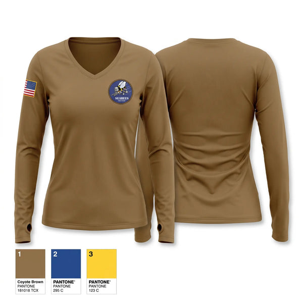 Womens Long Sleeve Vneck Shirt, ACC2, Navy, Teamtime, Team time, sublimation, custom sports apparel, team uniforms, spirit wear, spiritwear, sports uniforms, custom shirts, team store, custom team store, fundraiser sports, apparel fundraiser