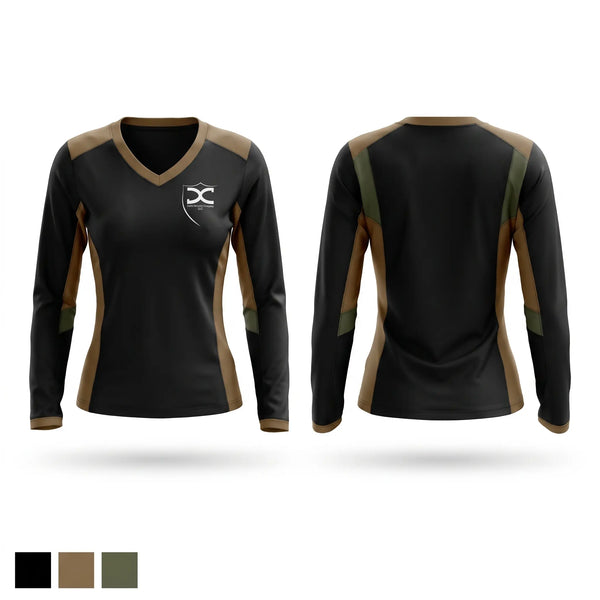 Womens Long Sleeve Vneck Shirt, Delta Security Company LLC., , Teamtime, Team time, sublimation, custom sports apparel, team uniforms, spirit wear, spiritwear, sports uniforms, custom shirts, team store, custom team store, fundraiser sports, apparel fundraiser