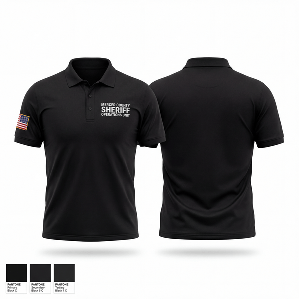 Short Sleeve Performance Polo, Mercer county sheriff operations unit, Police, Teamtime, Team time, sublimation, custom sports apparel, team uniforms, spirit wear, spiritwear, sports uniforms, custom shirts, team store, custom team store, fundraiser sports, apparel fundraiser
