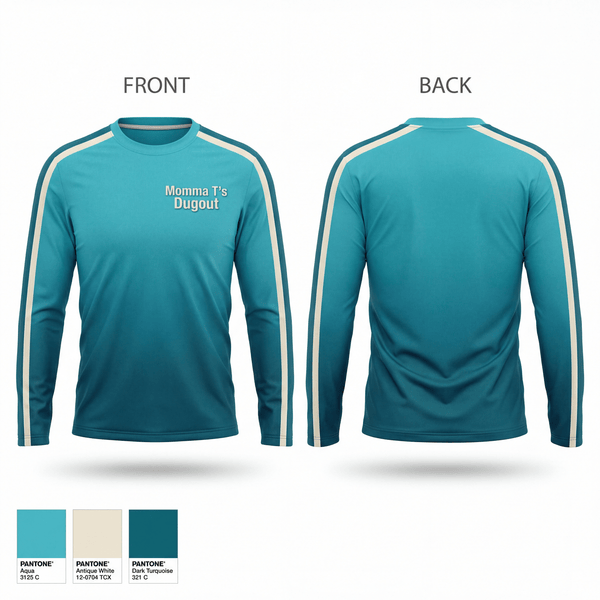 Long Sleeve Performance Shirt, Momma T’s Dugout, Softball, Teamtime, Team time, sublimation, custom sports apparel, team uniforms, spirit wear, spiritwear, sports uniforms, custom shirts, team store, custom team store, fundraiser sports, apparel fundraiser