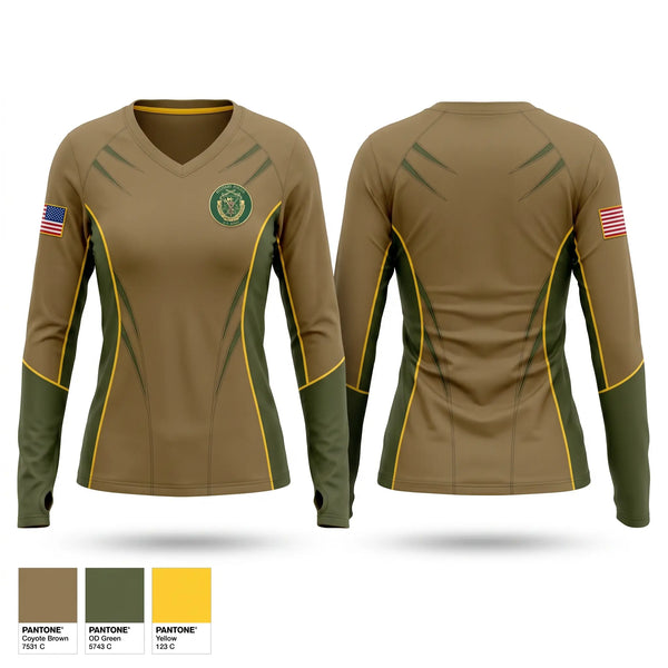 Womens Long Sleeve Vneck Shirt, 79th Military Police Company, Army, Teamtime, Team time, sublimation, custom sports apparel, team uniforms, spirit wear, spiritwear, sports uniforms, custom shirts, team store, custom team store, fundraiser sports, apparel fundraiser