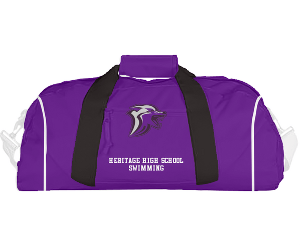 Duffle Bag, Heritage High School Swimming, Swimming, Teamtime, Team time, sublimation, custom sports apparel, team uniforms, spirit wear, spiritwear, sports uniforms, custom shirts, team store, custom team store, fundraiser sports, apparel fundraiser