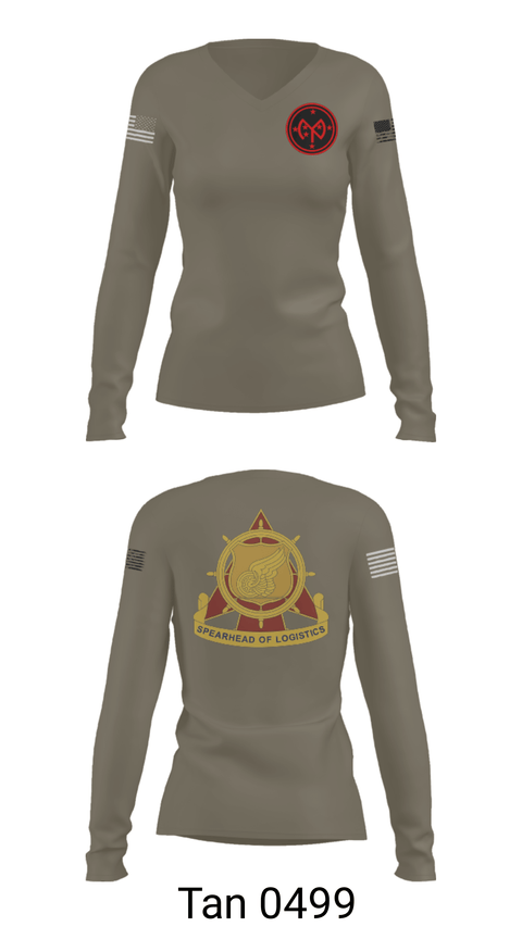 Women's Long Sleeve Vneck Shirt, E co 427th, National Guard, Teamtime, Team time, sublimation, custom sports apparel, team uniforms, spirit wear, spiritwear, sports uniforms, custom shirts, team store, custom team store, fundraiser sports, apparel fundraiser