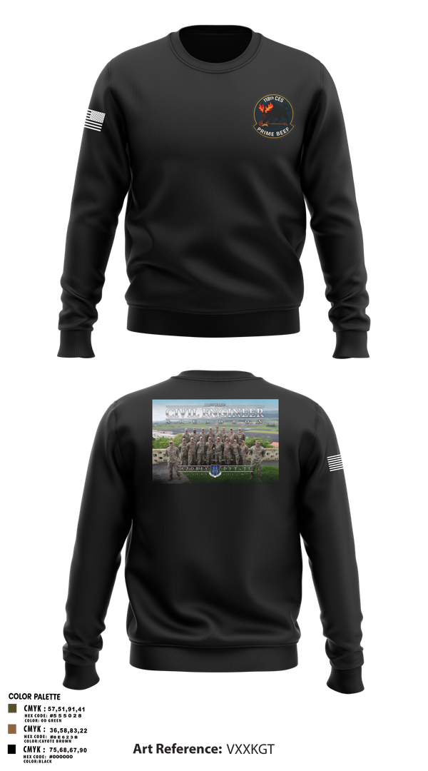 Crew Neck Sweatshirt, 118th CES, Air Force, Teamtime, Team time, sublimation, custom sports apparel, team uniforms, spirit wear, spiritwear, sports uniforms, custom shirts, team store, custom team store, fundraiser sports, apparel fundraiser