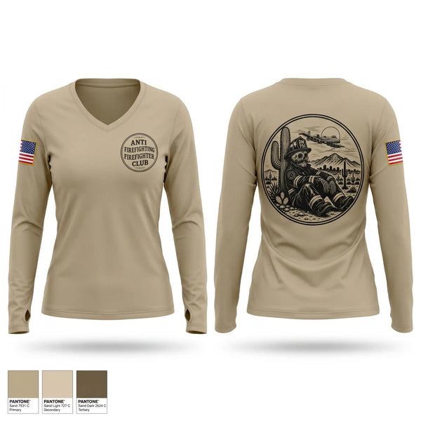Womens Long Sleeve Vneck Shirt, 355 Fire Emergency Services, Air Force, Teamtime, Team time, sublimation, custom sports apparel, team uniforms, spirit wear, spiritwear, sports uniforms, custom shirts, team store, custom team store, fundraiser sports, apparel fundraiser
