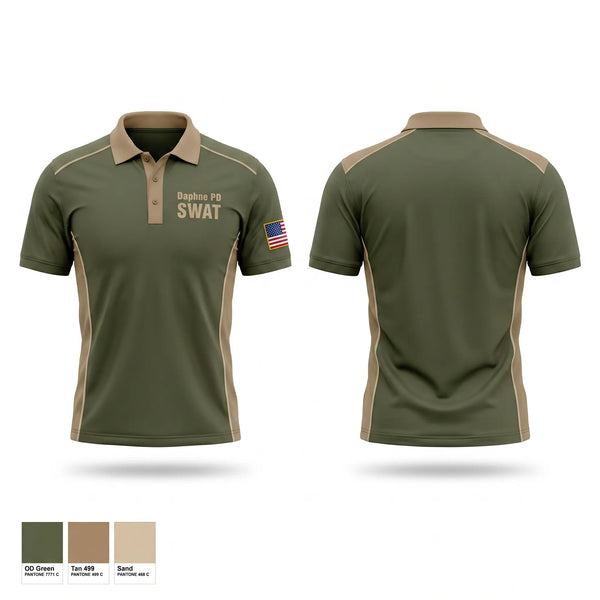 Short Sleeve Performance Polo, Daphne PD SWAT, Police, Teamtime, Team time, sublimation, custom sports apparel, team uniforms, spirit wear, spiritwear, sports uniforms, custom shirts, team store, custom team store, fundraiser sports, apparel fundraiser