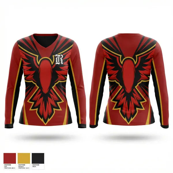 Womens Long Sleeve Vneck Shirt, RedHawks, Baseball, Teamtime, Team time, sublimation, custom sports apparel, team uniforms, spirit wear, spiritwear, sports uniforms, custom shirts, team store, custom team store, fundraiser sports, apparel fundraiser