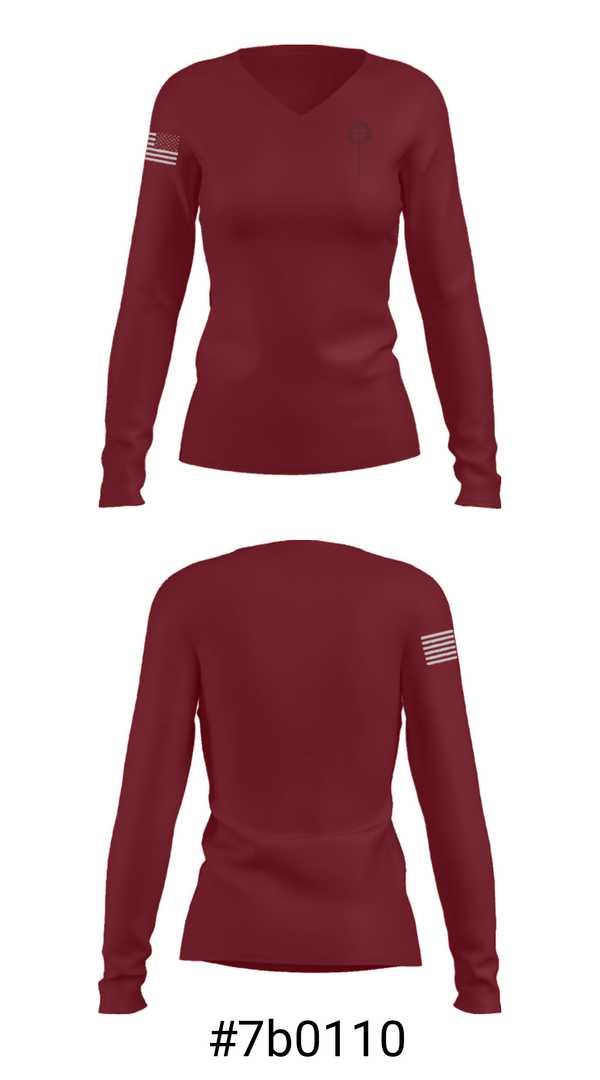 Women's Long Sleeve Vneck Shirt, St Lawrence Catholic School, Spirit Store, Teamtime, Team time, sublimation, custom sports apparel, team uniforms, spirit wear, spiritwear, sports uniforms, custom shirts, team store, custom team store, fundraiser sports, apparel fundraiser