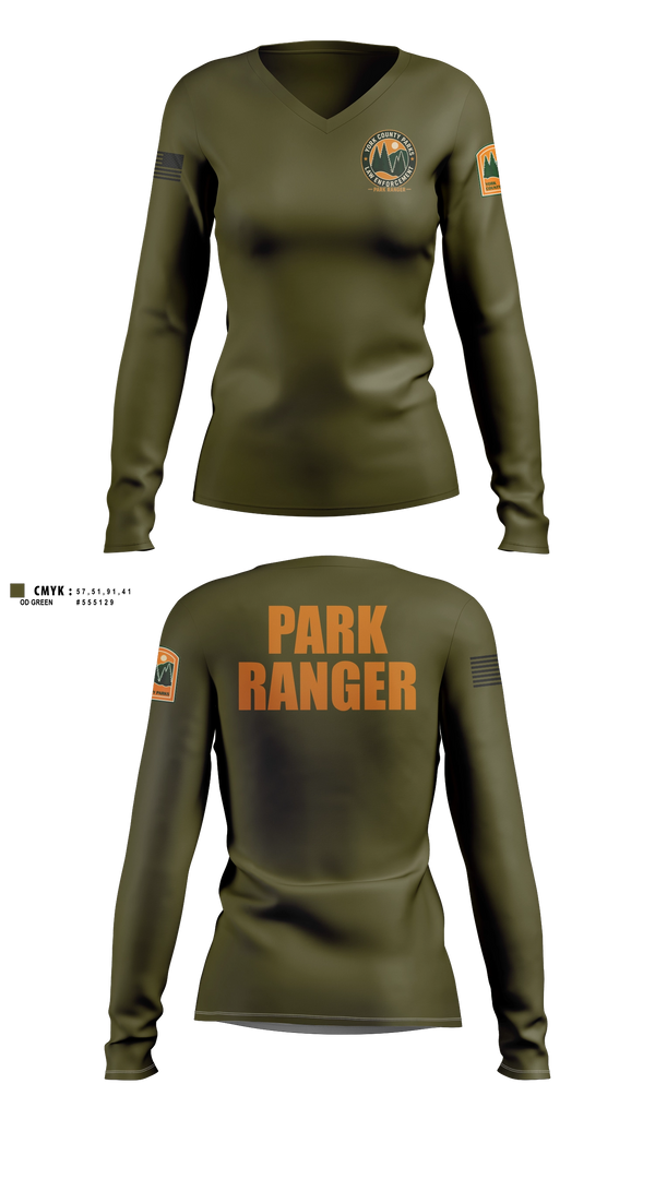 Womens Long Sleeve Vneck Shirt, York County Park Ranger Division, Police, Teamtime, Team time, sublimation, custom sports apparel, team uniforms, spirit wear, spiritwear, sports uniforms, custom shirts, team store, custom team store, fundraiser sports, apparel fundraiser