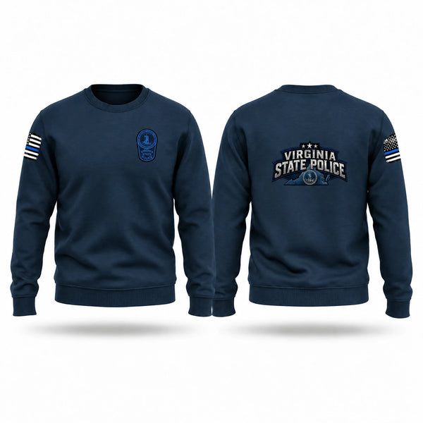 Crew Neck Sweatshirt, Virginia State Police, Police, Teamtime, Team time, sublimation, custom sports apparel, team uniforms, spirit wear, spiritwear, sports uniforms, custom shirts, team store, custom team store, fundraiser sports, apparel fundraiser