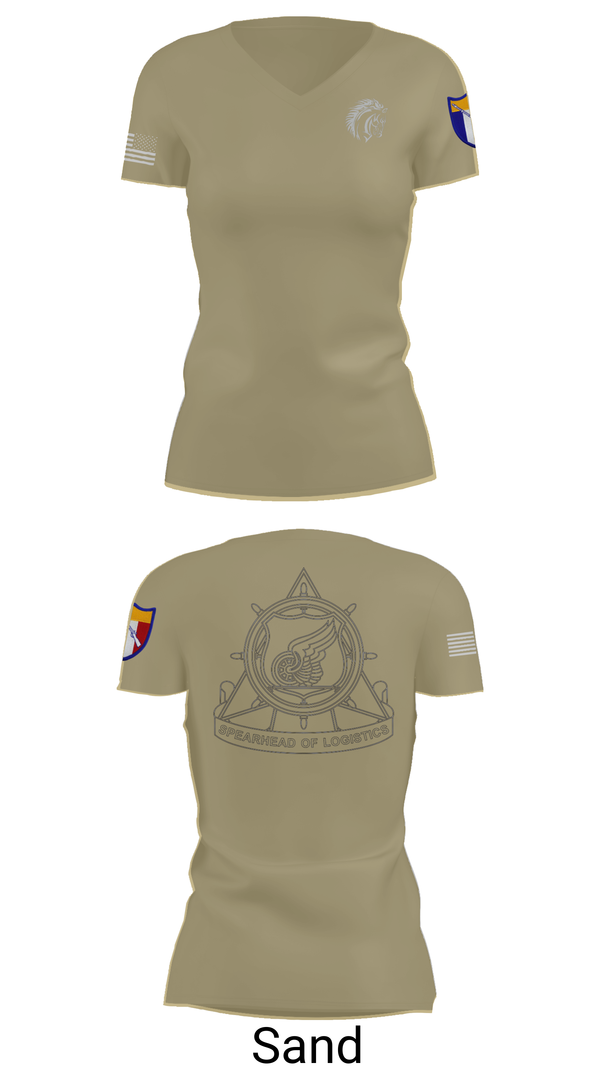 Womens Short Sleeve Vneck Shirt, 2112th Transportation Company, , Teamtime, Team time, sublimation, custom sports apparel, team uniforms, spirit wear, spiritwear, sports uniforms, custom shirts, team store, custom team store, fundraiser sports, apparel fundraiser