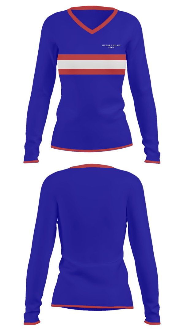 Women's Long Sleeve Vneck Shirt, Five Star Pizza Bee Ridge, , Teamtime, Team time, sublimation, custom sports apparel, team uniforms, spirit wear, spiritwear, sports uniforms, custom shirts, team store, custom team store, fundraiser sports, apparel fundraiser