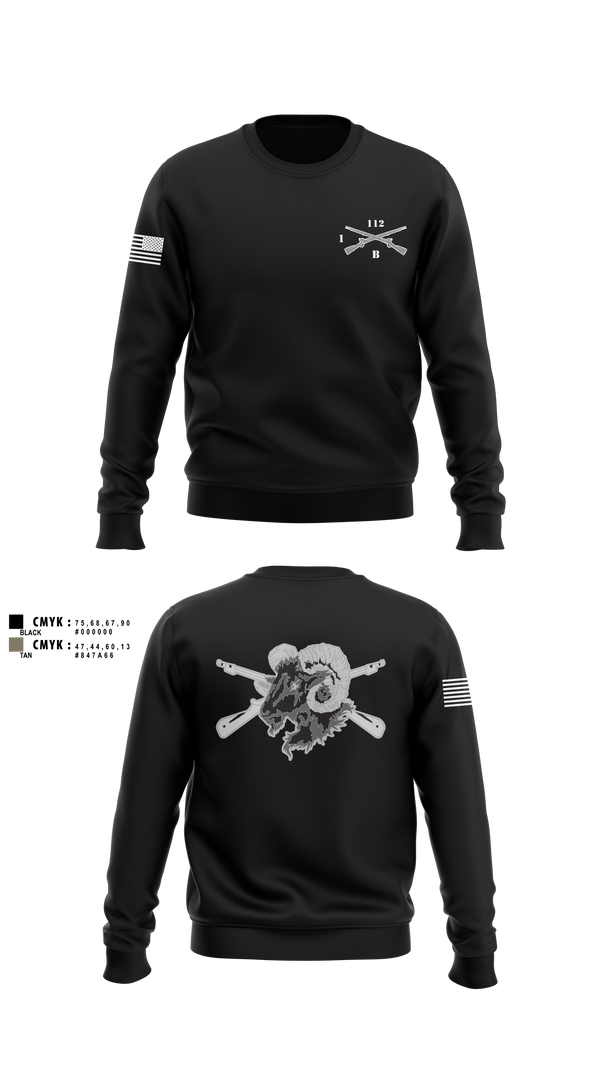 Crew Neck Sweatshirt, Blacksheep Company, 1-112th Infantry, Army, Teamtime, Team time, sublimation, custom sports apparel, team uniforms, spirit wear, spiritwear, sports uniforms, custom shirts, team store, custom team store, fundraiser sports, apparel fundraiser
