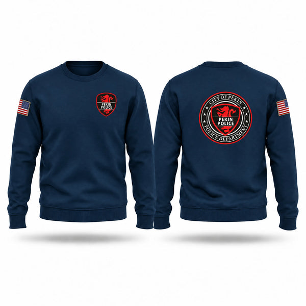 Crew Neck Sweatshirt, Pekin PD, Police, Teamtime, Team time, sublimation, custom sports apparel, team uniforms, spirit wear, spiritwear, sports uniforms, custom shirts, team store, custom team store, fundraiser sports, apparel fundraiser