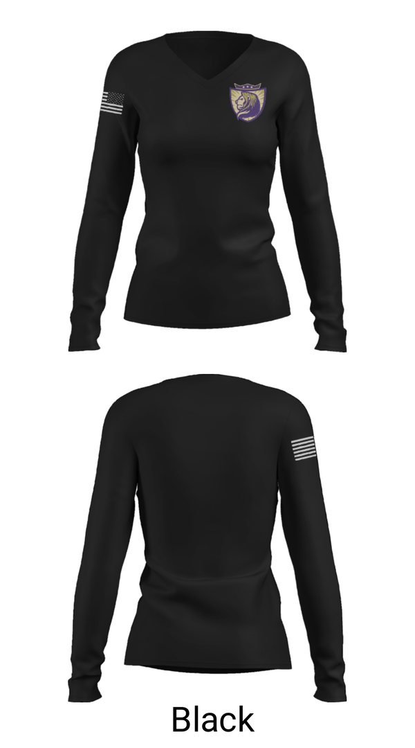 Women's Long Sleeve Vneck Shirt, Victor Valley Christian High School, Spirit Store, Teamtime, Team time, sublimation, custom sports apparel, team uniforms, spirit wear, spiritwear, sports uniforms, custom shirts, team store, custom team store, fundraiser sports, apparel fundraiser