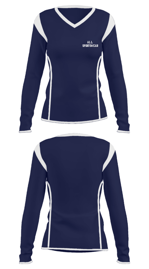 Women's Long Sleeve Vneck Shirt, All Sportswear, Spirit Store, Teamtime, Team time, sublimation, custom sports apparel, team uniforms, spirit wear, spiritwear, sports uniforms, custom shirts, team store, custom team store, fundraiser sports, apparel fundraiser