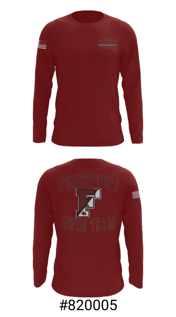 Long Sleeve Performance Shirt, Freeport High School, Swimming, Teamtime, Team time, sublimation, custom sports apparel, team uniforms, spirit wear, spiritwear, sports uniforms, custom shirts, team store, custom team store, fundraiser sports, apparel fundraiser
