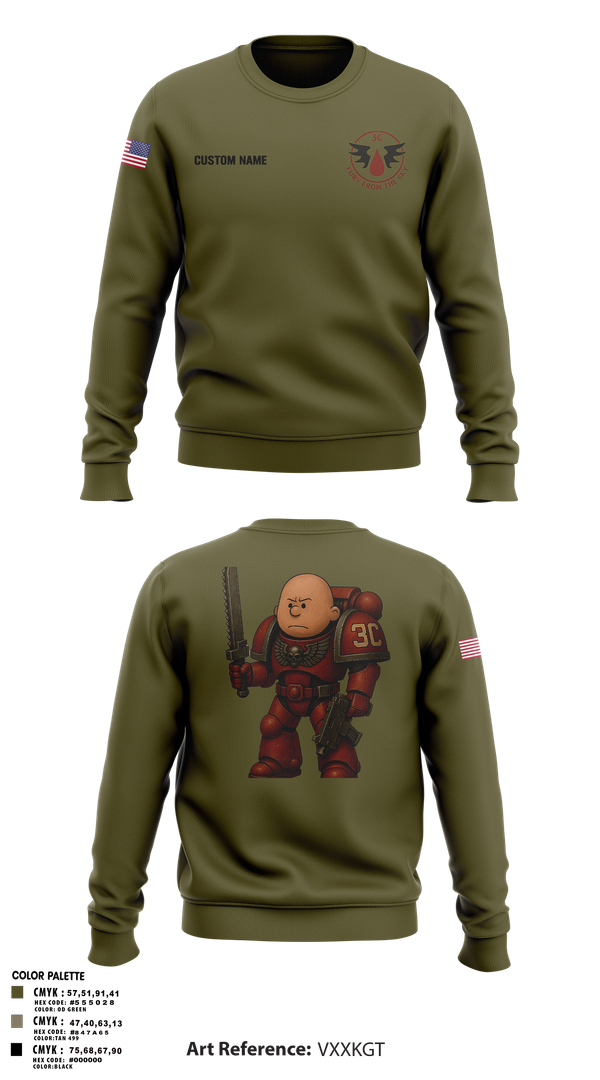 Crew Neck Sweatshirt, CCo, 1-508PIR (OG), Army, Teamtime, Team time, sublimation, custom sports apparel, team uniforms, spirit wear, spiritwear, sports uniforms, custom shirts, team store, custom team store, fundraiser sports, apparel fundraiser