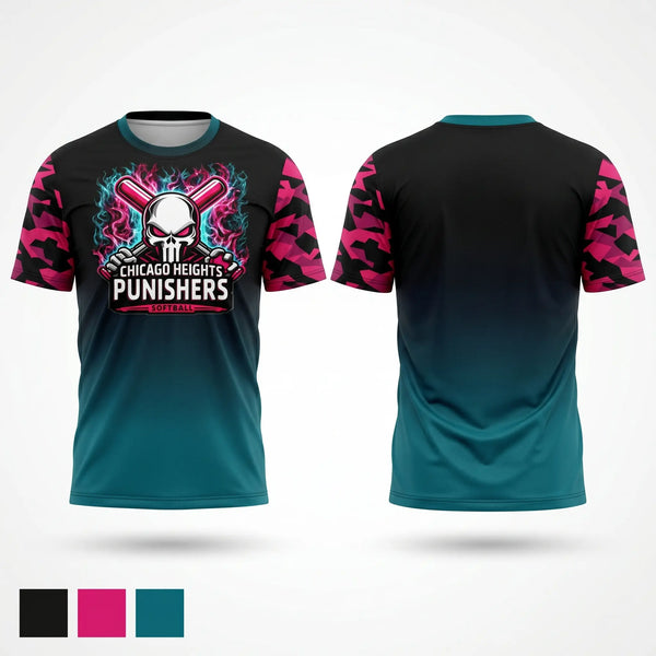 Short Sleeve Performance Shirt, Chicago Heights Punishers, Softball, Teamtime, Team time, sublimation, custom sports apparel, team uniforms, spirit wear, spiritwear, sports uniforms, custom shirts, team store, custom team store, fundraiser sports, apparel fundraiser
