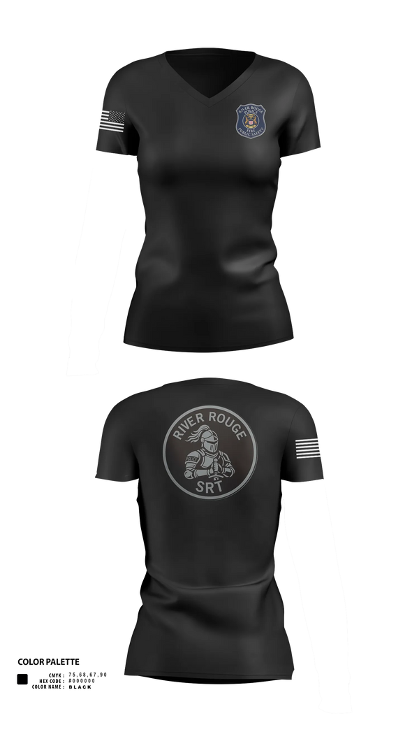 Womens Short Sleeve Vneck Shirt, River Rouge Police Special Response Team, Police, Teamtime, Team time, sublimation, custom sports apparel, team uniforms, spirit wear, spiritwear, sports uniforms, custom shirts, team store, custom team store, fundraiser sports, apparel fundraiser