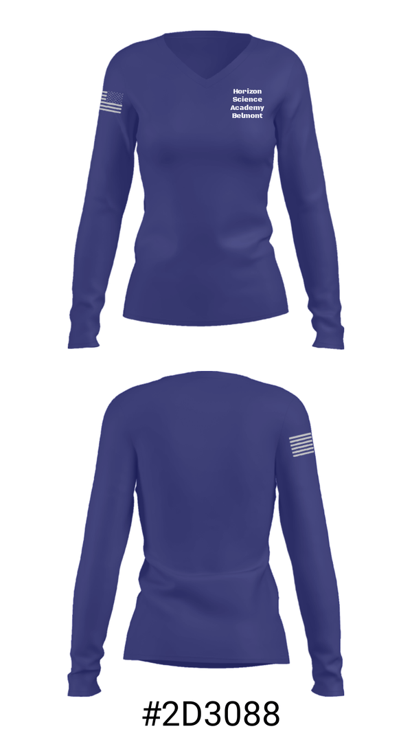 Women's Long Sleeve Vneck Shirt, Horizon Science Academy Belmont, , Teamtime, Team time, sublimation, custom sports apparel, team uniforms, spirit wear, spiritwear, sports uniforms, custom shirts, team store, custom team store, fundraiser sports, apparel fundraiser
